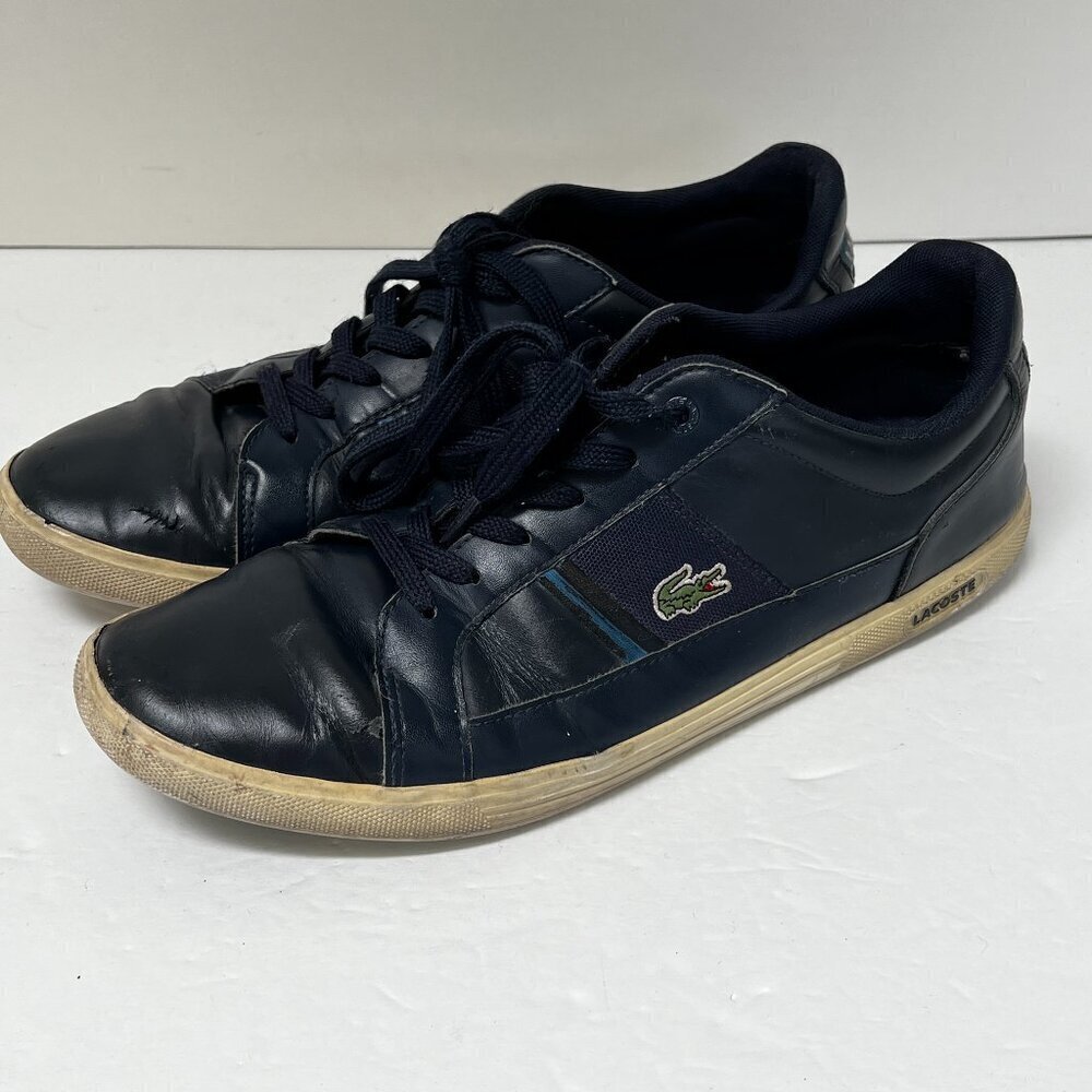 Lacoste Europa Blue Leather Casual‎ Athletic Shoes Sneakers Men Size 10 US